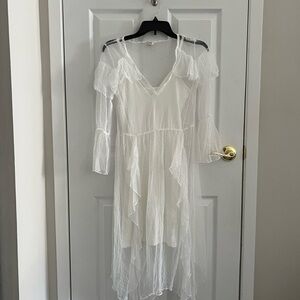 ASOS Elegant White Ruffle Midi Dress